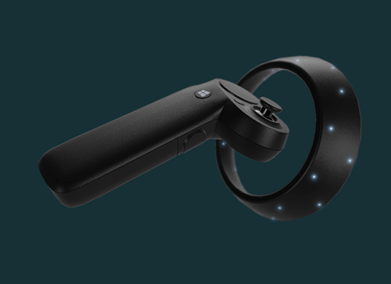 Photo of a Microsoft VR motion controller.